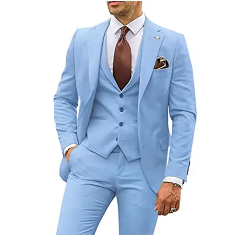 

Beige suit men's slim fit groom tailcoat wedding set Best men groom formal party set men 3-piece set