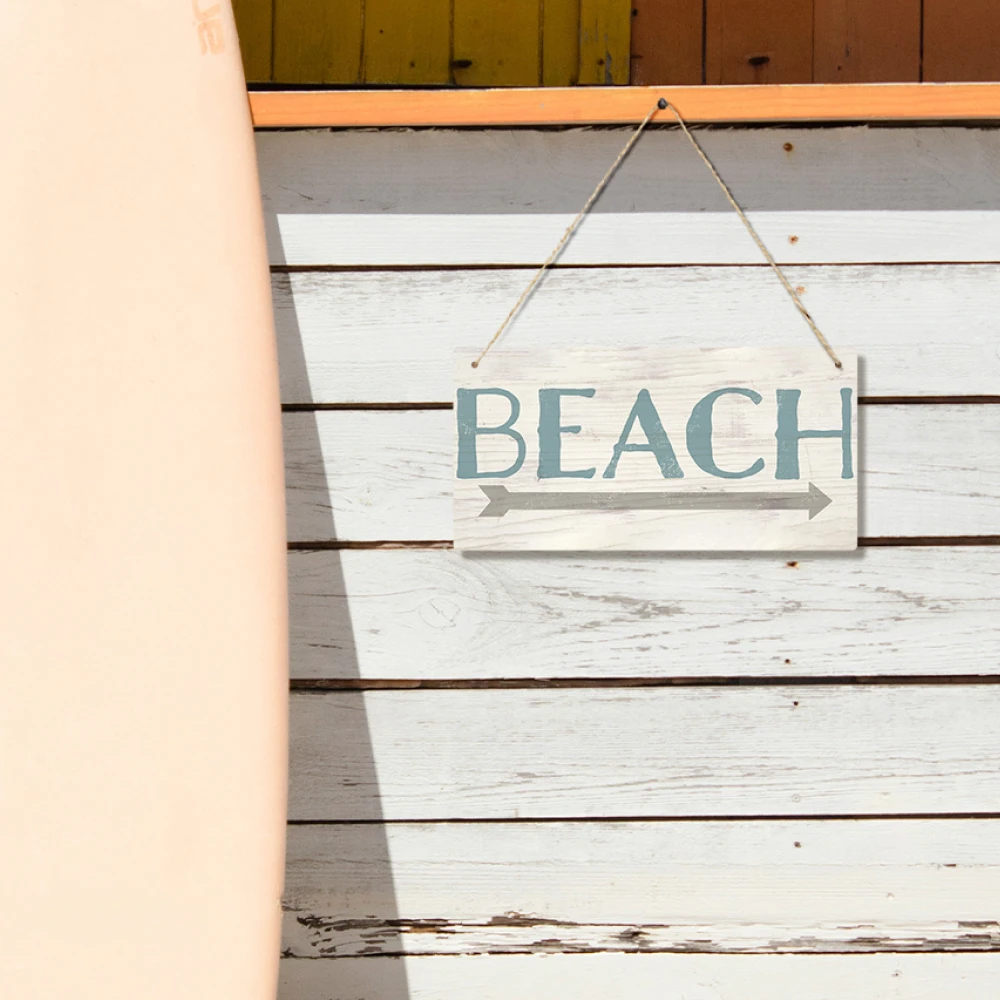 Putuo Decor 1pc Beach Road Sign, Wood Hanging Plaque for Beach House Bedroom Living Room, 3.9 x 7.8 Inches Decor Artwork