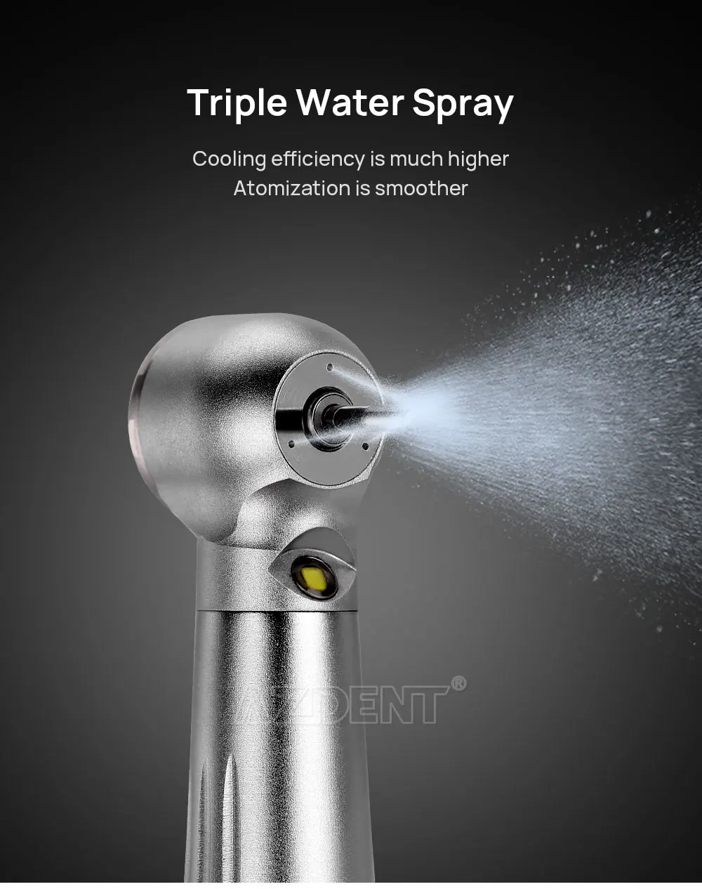 AZDENT Dental High Speed E Generator LED Handstück Air Turbine Keramik Lager Drehmoment Kopf Push Button Triple Wasser Spray – Detail 9