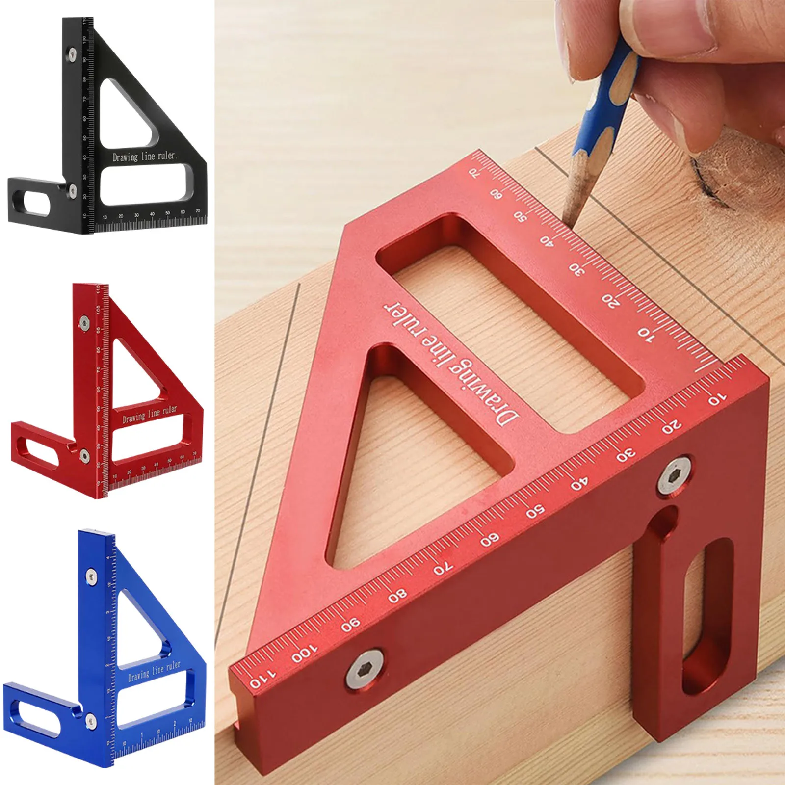 Multi-Angle Multifunctional Measuring Multi-Angle Measuring Ruler Portable Precise Square Hole Scribing Woodworking Tool