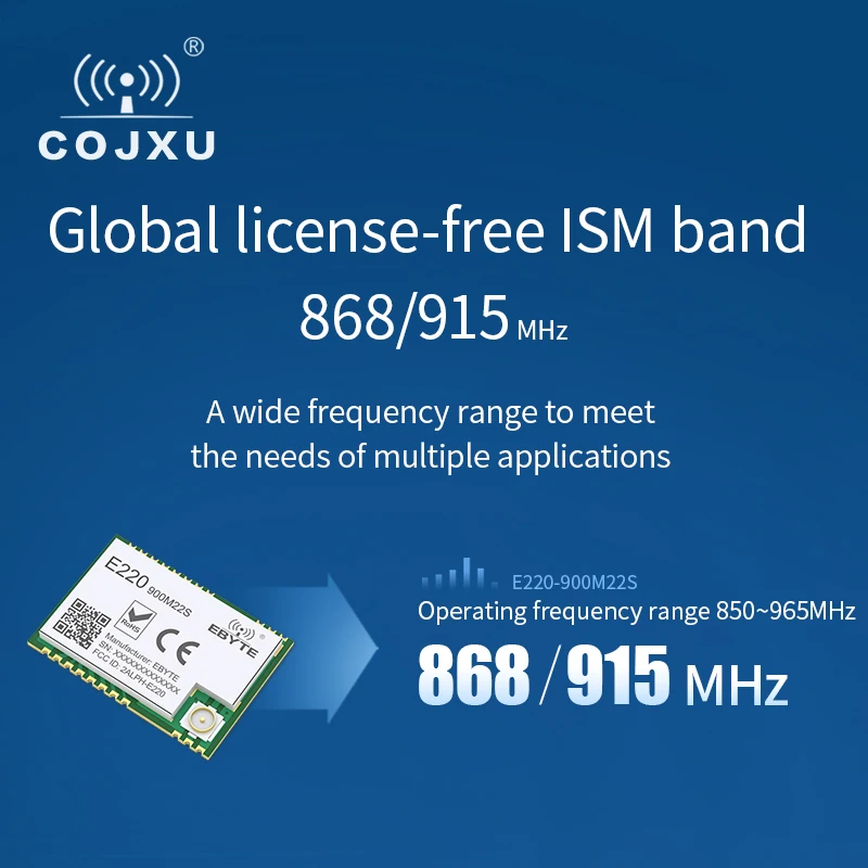 LLCC68 LoRa Wireless Module 868Mhz 915Mhz 22dBm 6km RF Receiver Transmitter PA+LNA IPEX Antenna Cojxu E220-900M22S