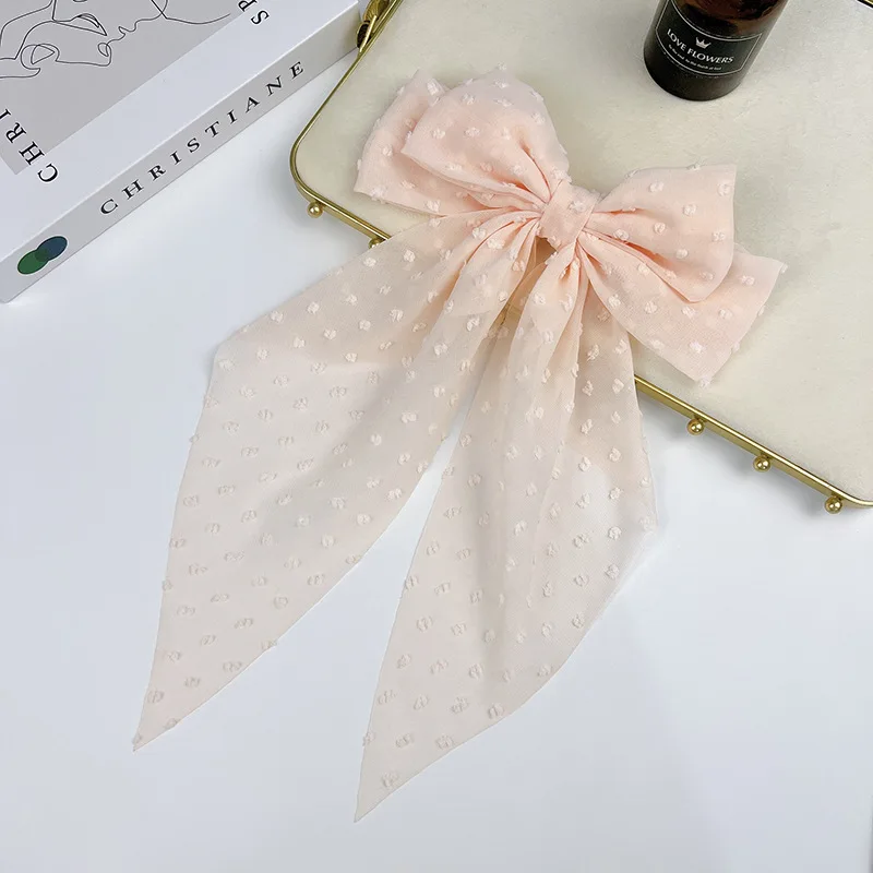 1 Pcs Super Fairy Chiffon Bow Headdress Large Hair Clip Back of Head Spring Clip Flutter Jewelry