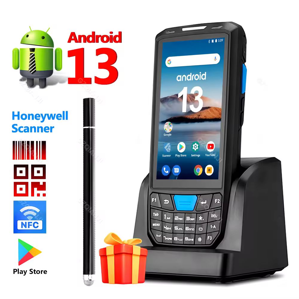 מחשב כף יד אנדרואיד כף יד מסוף Honeywell סורק ברקוד 1d לייזר 2d QR נייד נתונים אספן מכשיר עם WIFI 4G NFC