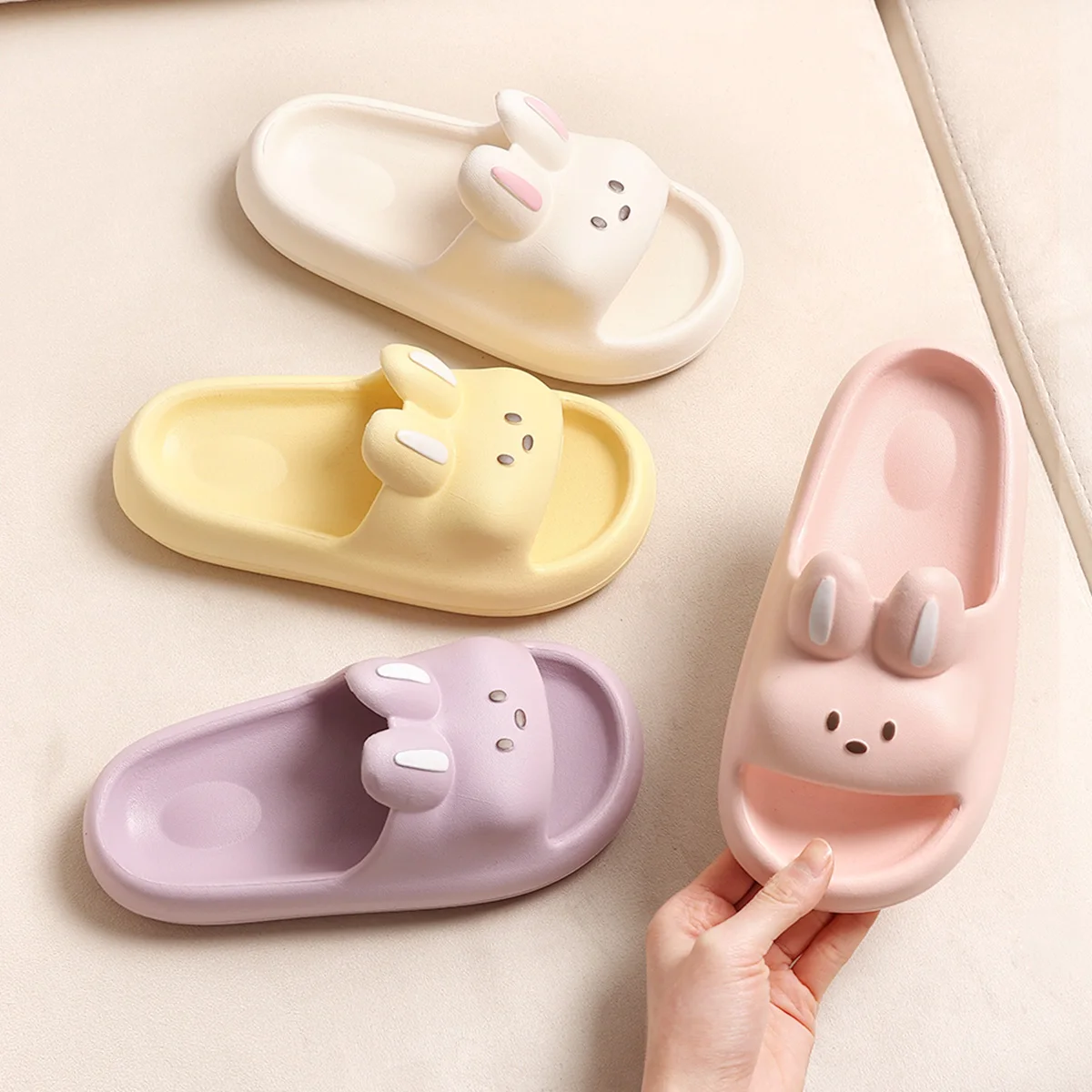 Cartoon Rabbit Children Slippers Heightened Thick Bottom Indoor Outdoor Slippers Comfortable Soft Children Home Slippers