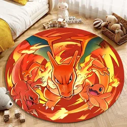 5 Sizes Pokemon Charizard Printing Round Carpet Living Room Bedroom Table and Chair Sofa Kids Room Decorative Carpet and Rug