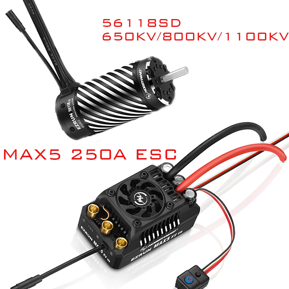 

Hobby wing EZRUN Max5 HV G2 250A 6-12s Waterproof Brushless ESC 56118SD 800KV 6-12s Brushless Motor For 1/5 Truck/ Car