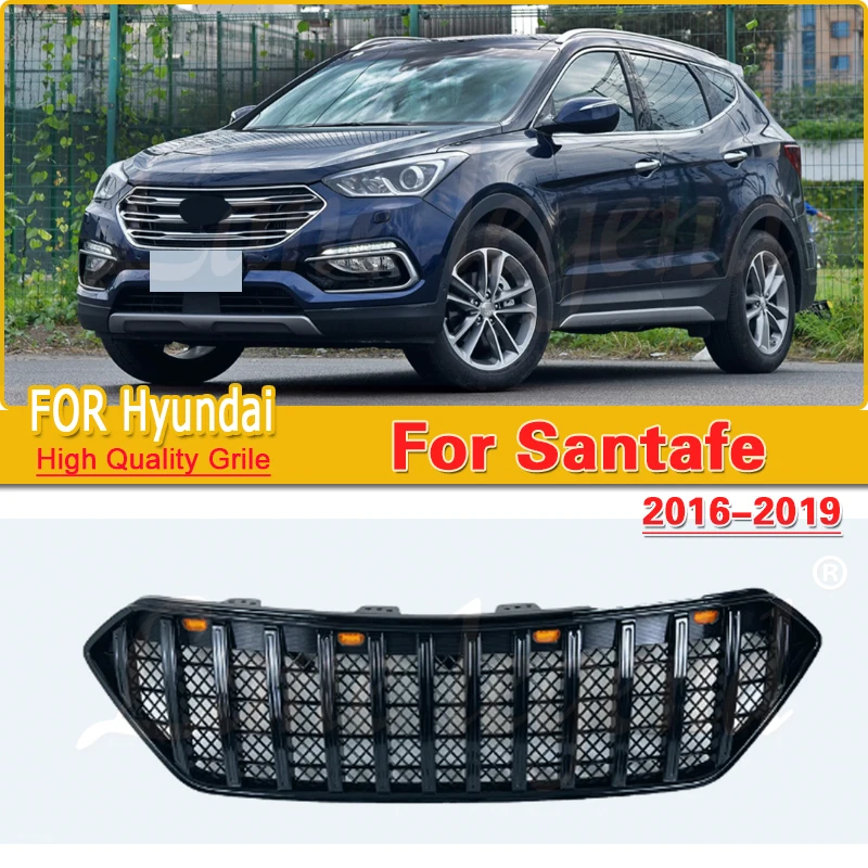 

Front Grille Trim For Hyundai Santafe 2016-2019 Chrome Front Mesh Grid Racing Grill Trim Bezel Accessories Car Styling