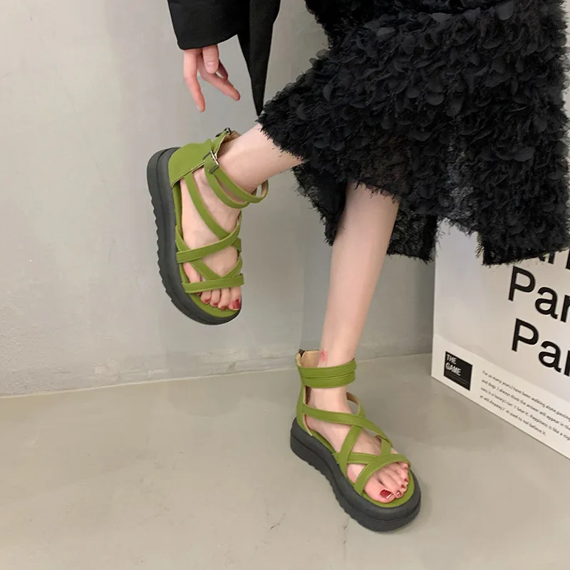 Chaussure Femme Fairy Style Platform  Sandal Women 2023 Summer New Thick Flat Beach Sandals Roman Style Women Shoe Designer Shoe