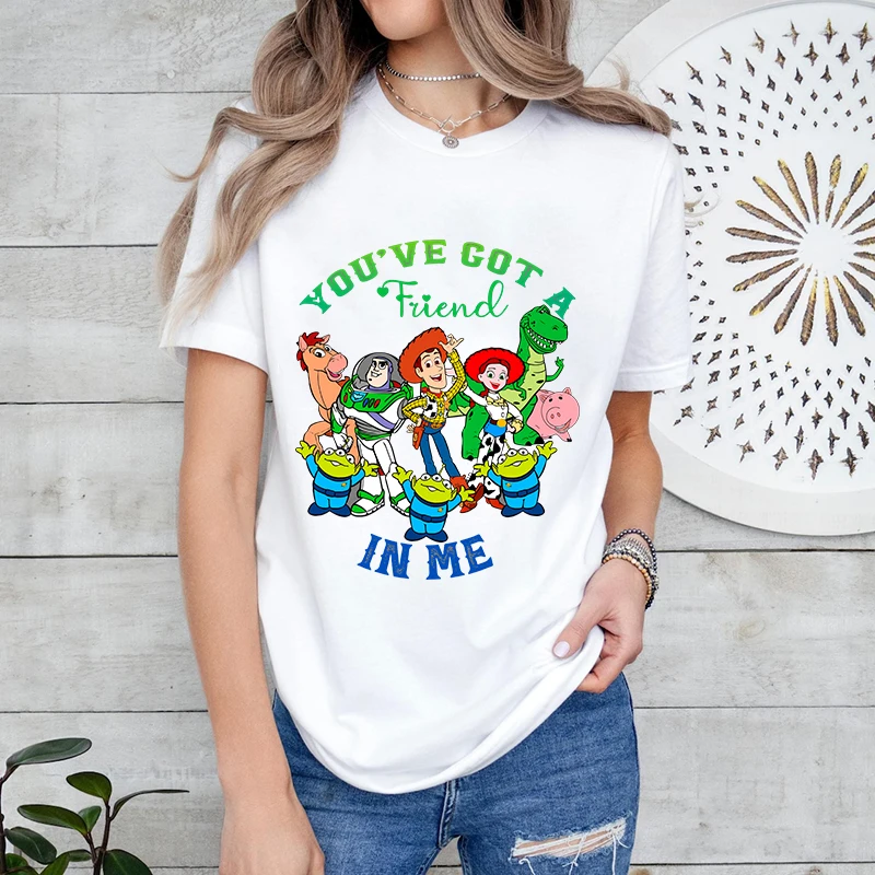 You Have Got Friend In Me Disney Toy Story Printed Adult T-Shirt Women's Cotton Short Sleeve Loose Top Casual Clothing