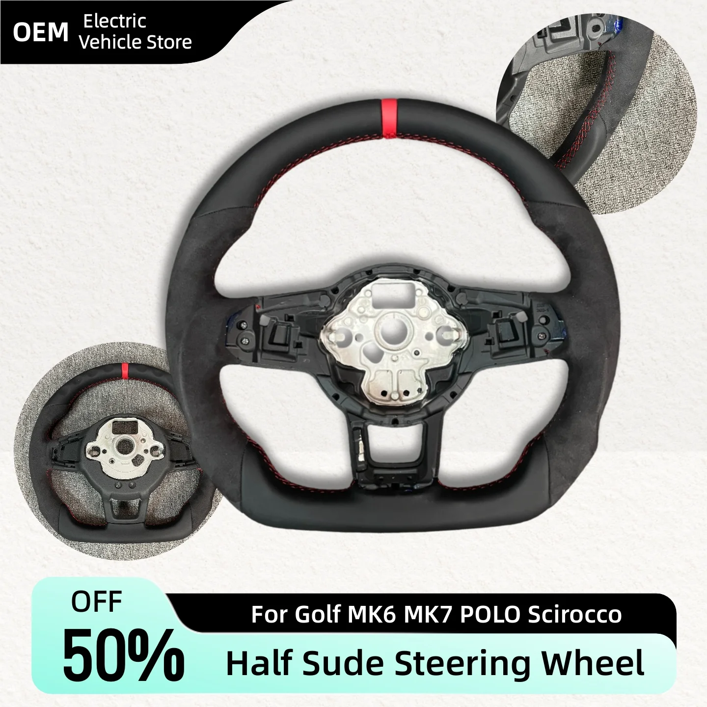 Customizable Top/Bottom-Leather Left/Right Suede No Paddle Shifters For POLO CC Golf 6 Golf 7 Tiguan