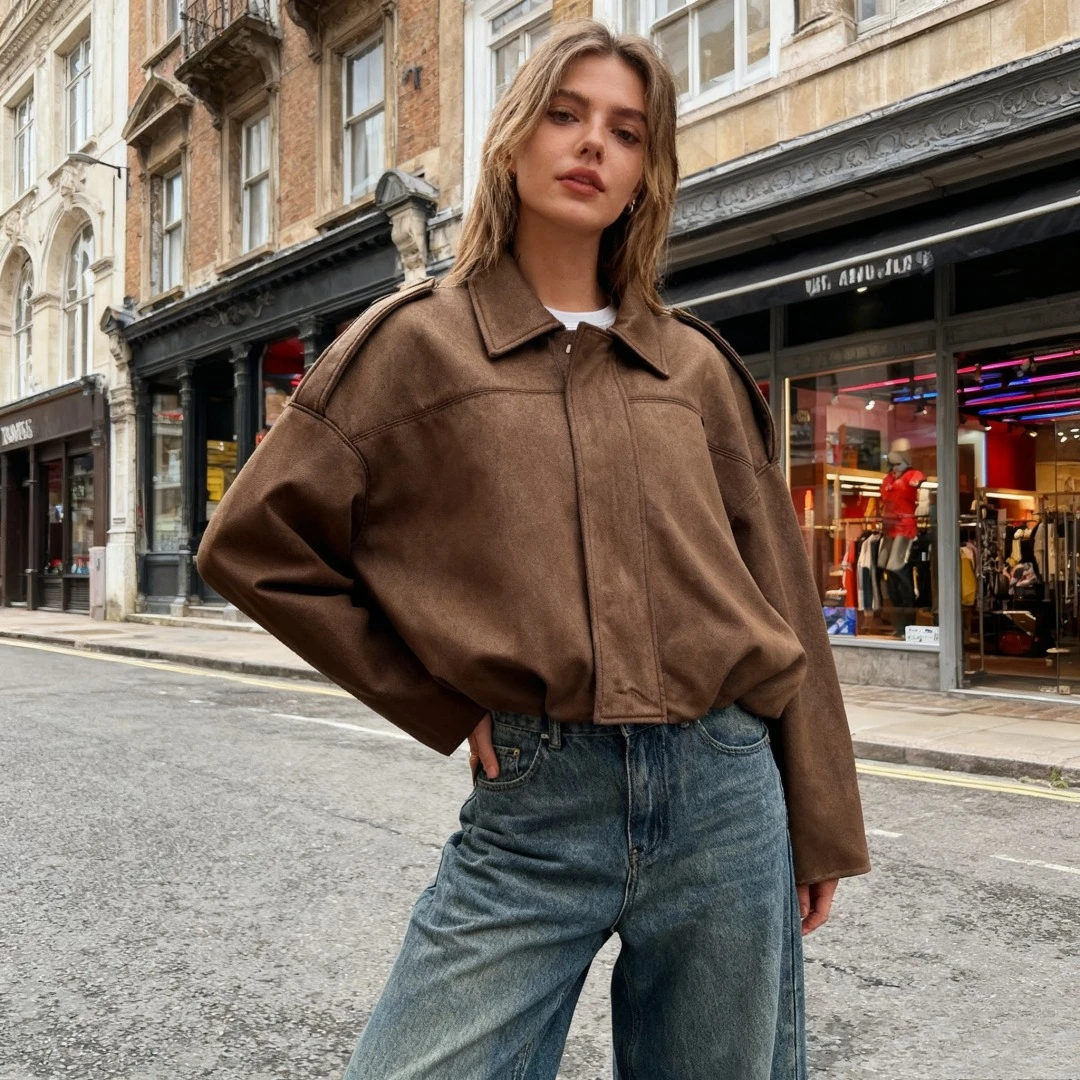 

Пальто Женские куртки Пальто с отложным воротником Y2k Уличная куртка Рабочая верхняя одежда Повседневная свободная обычная Y2k Осень Зима 2025