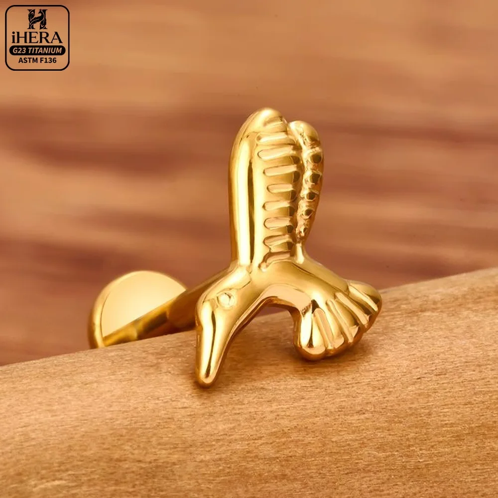 Bulk G23 Titanium Internal Thread Labret Stud ASTM F136 Titanium Swallow Bird Lip Monroe Tragus Piercing Jewelry Set