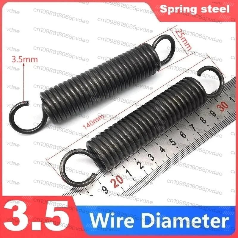Spring Steel Single Hook Spring, Tension Spring, Wire Dia 3.5mm, Outer Dia 20/25/30mm, Length 80/100/120/180/200/220/250/280/300