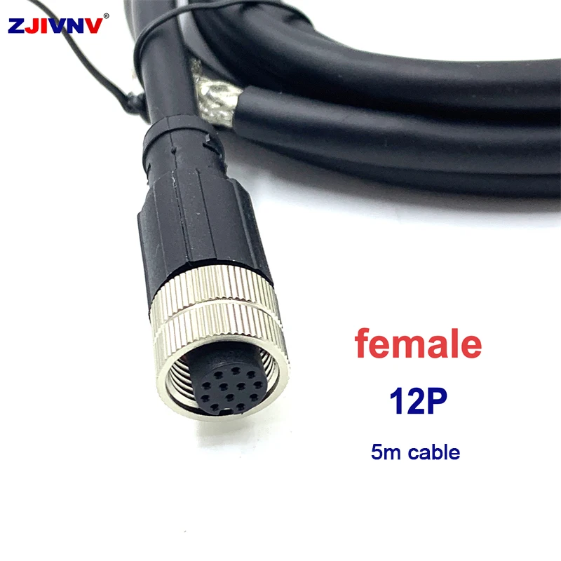 M12 12P straight plug sensor connector single side female male linker with 5 meter cable 12pins