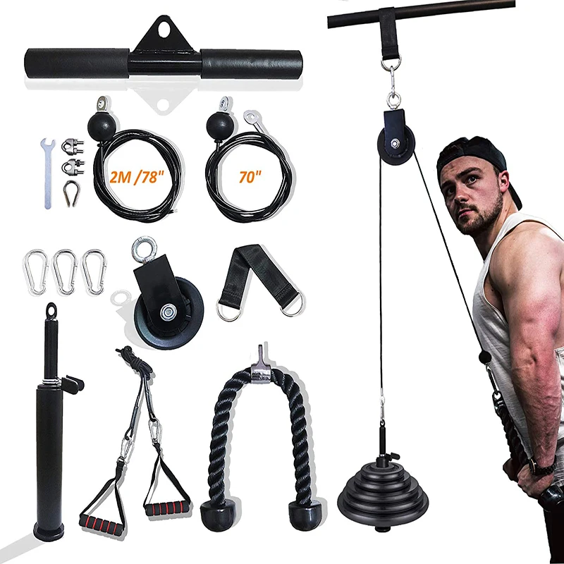 

Fitness Pulley Cable System DIY Loading Pin Lifting Triceps Rope Machine Workout Adjustable Length Home Gym Sport Accessories