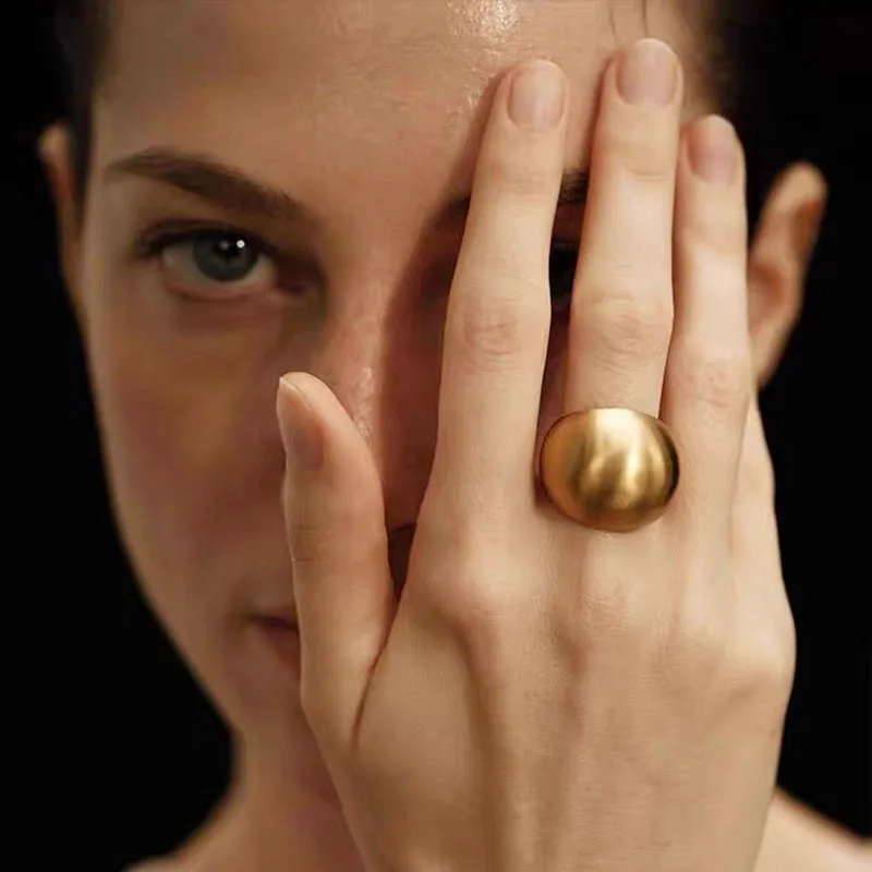 Brushed Texture chunky dome rings for women statement rings simple minimalist chubby jewelry new in 2026