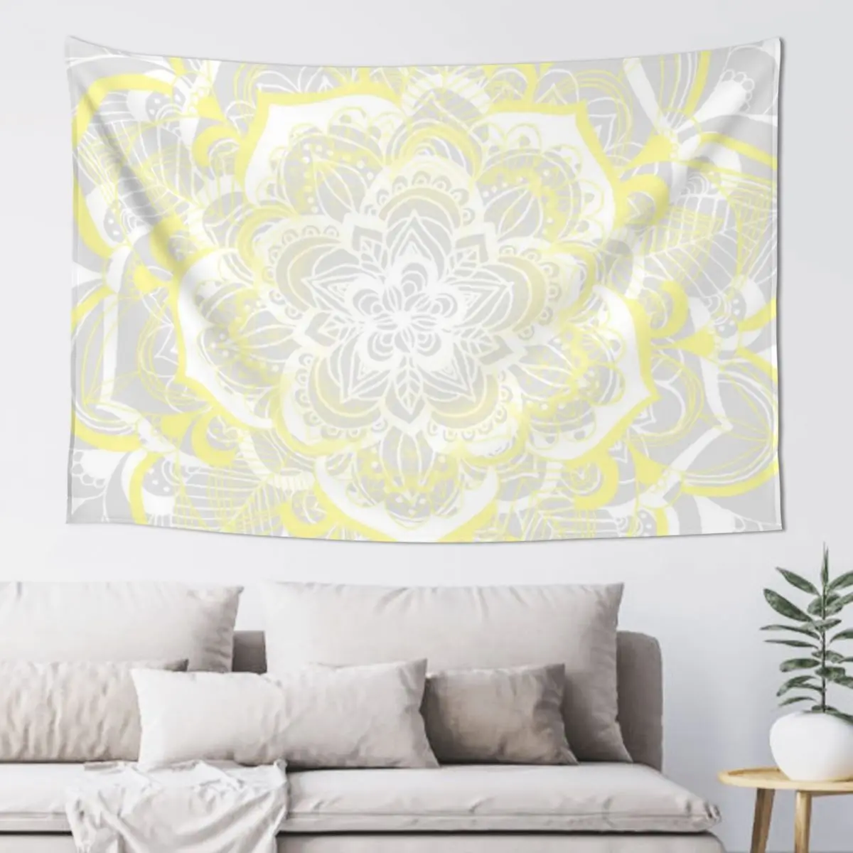 

Woven Fantasy - Yellow, Grey & White Mandala Tapestry Hanging Wall Decoration Home Tapestry