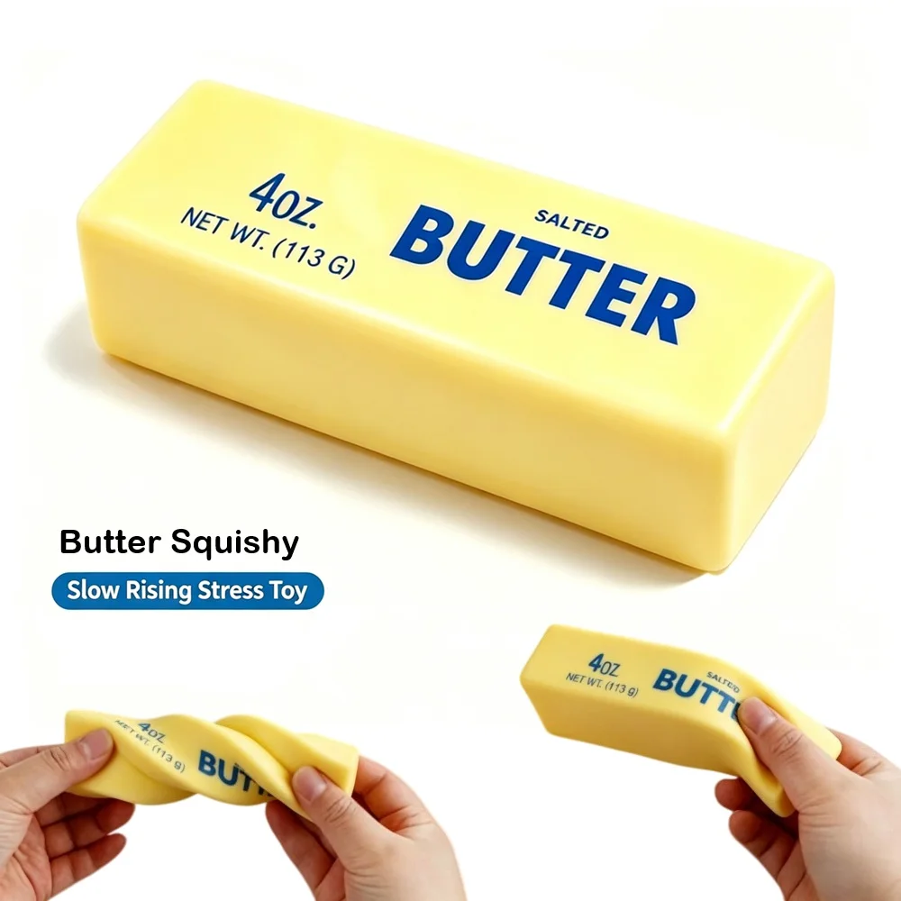 1/2Pcs PU Butter Stick Elastic Squishy Toys Cheese Shape Stress Relief Slow Rebound Decompression Squeeze Toy Christmas Gift