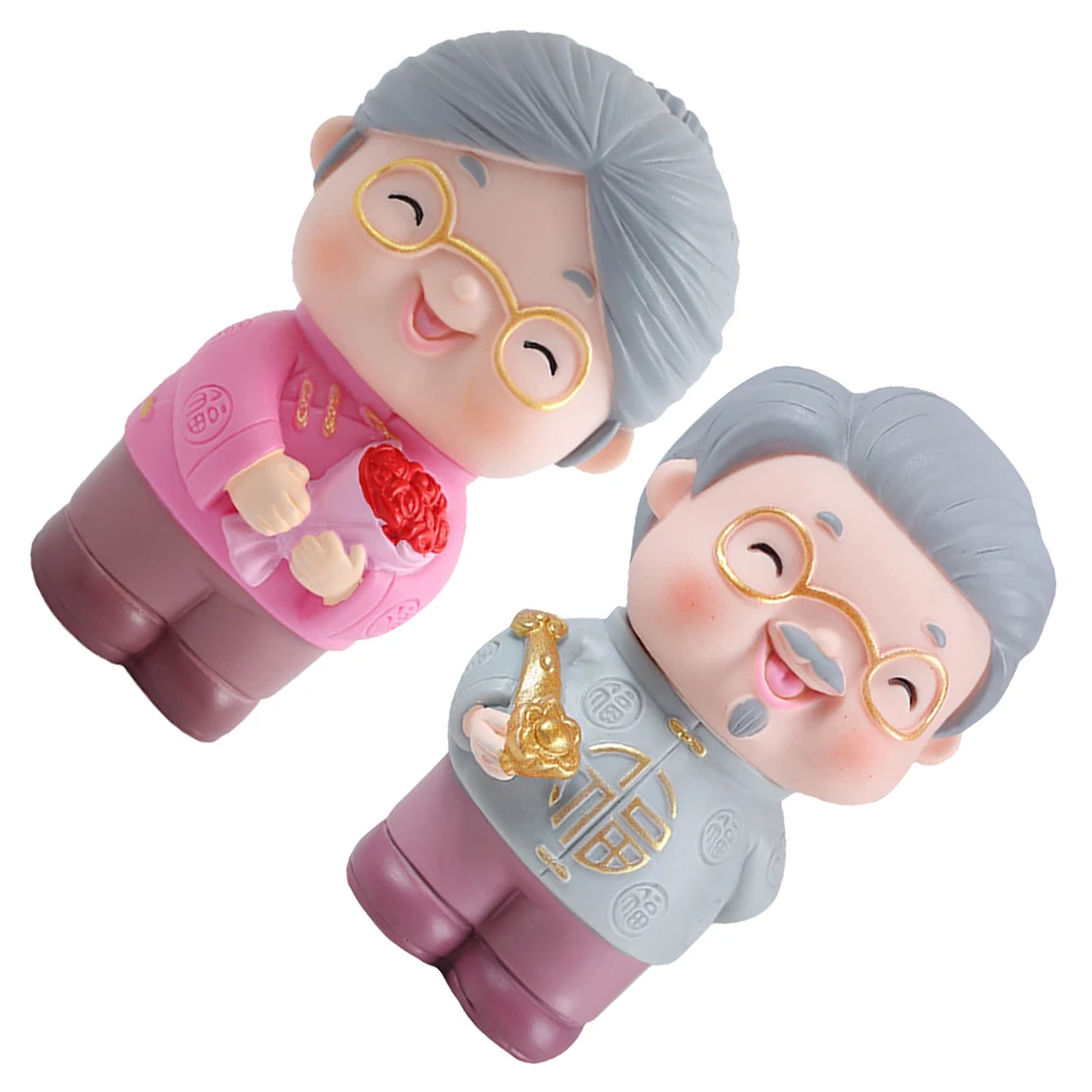 

2 Pcs Cake Decoration Ornaments Sculpture Kids Colorful Decorations Watermelon Birthday Elder Statue Bake Decor Gifts