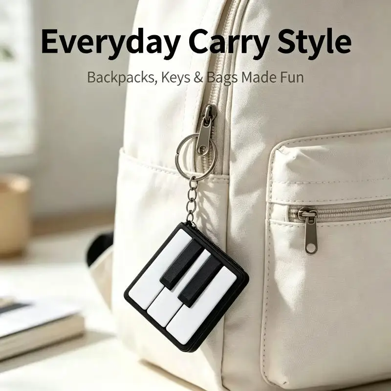 Piano Keyboard Clicker Keychain Fidget Stress Relief Toy For Office Desk Party