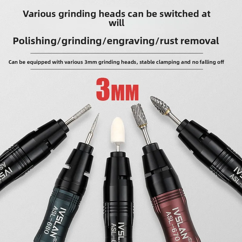 Ivslan German Imported Small Industrial-Grade High-Speed Pneumatic Mold Polishing and Grinding Machine Grinding Head Air Grinding Pen