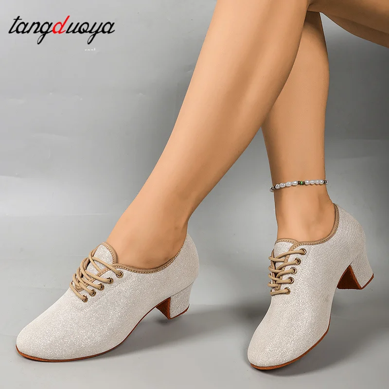 Women Bling Stage Show Foot Wear Girls Soft Sole Latin Shoes Ladies Modern Jazz Tango Ballroom Dance Shoes Dancing Pumps