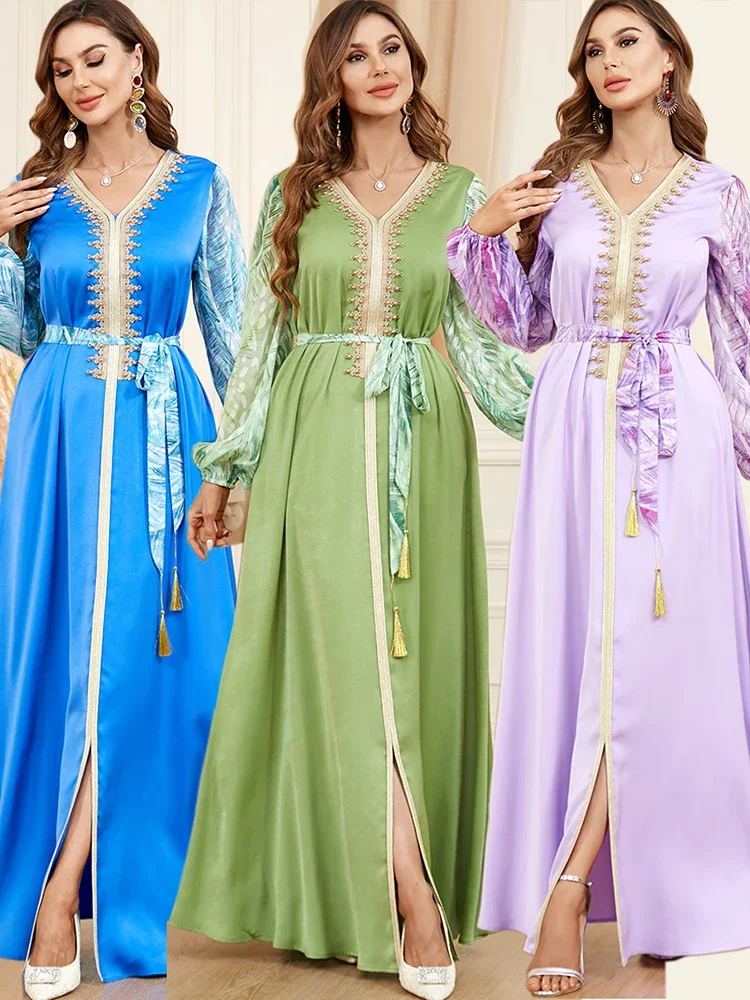 Eid Party Dress Women Muslim Abayas Ramadan 2024 Arab Morocco Abaya Dubai Islam Kaftan Robe Longue Musulmane Vestidos Largos