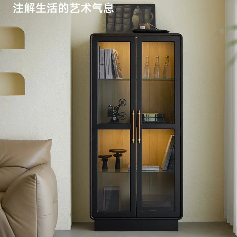 Solid wood floor-to-ceiling bookcase, locker integrated living room, household wall storage, display cabinet