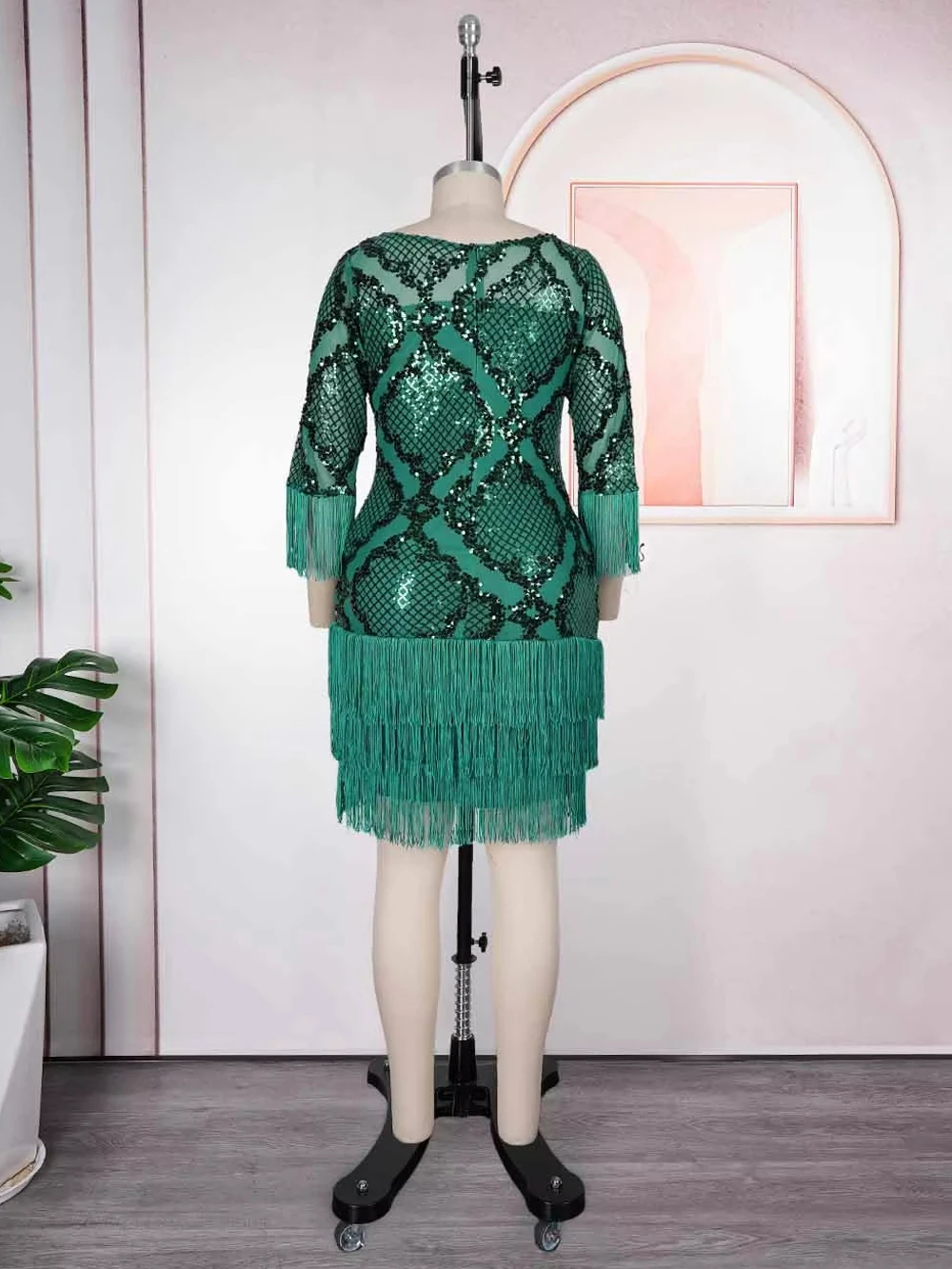 Elegant Sequin Dresses For Women African Clothing Wedding Party Evening Gown Dashiki Tassel Bodycon Robe Dubai Turkey Dress