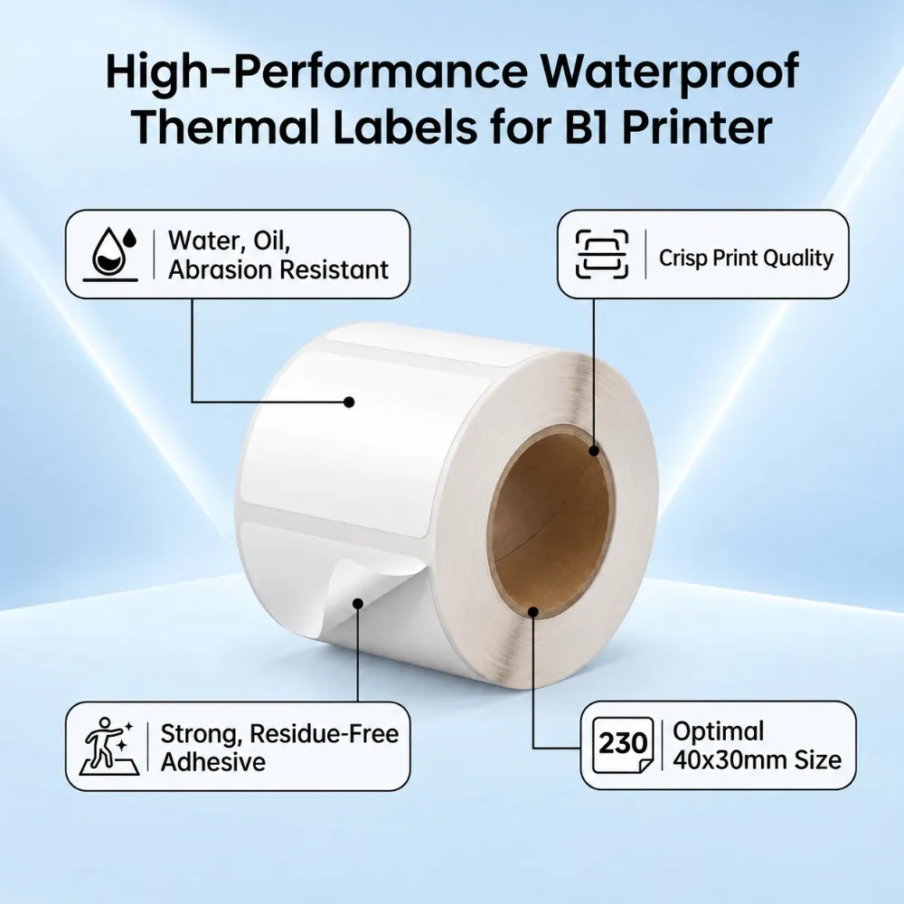 2 pcs，230 Sheets，40 x 30mm 40×30mm Thermal Label Paper Vertical Version 230Pcs Barcode Sticker Waterproof Scratch Proof