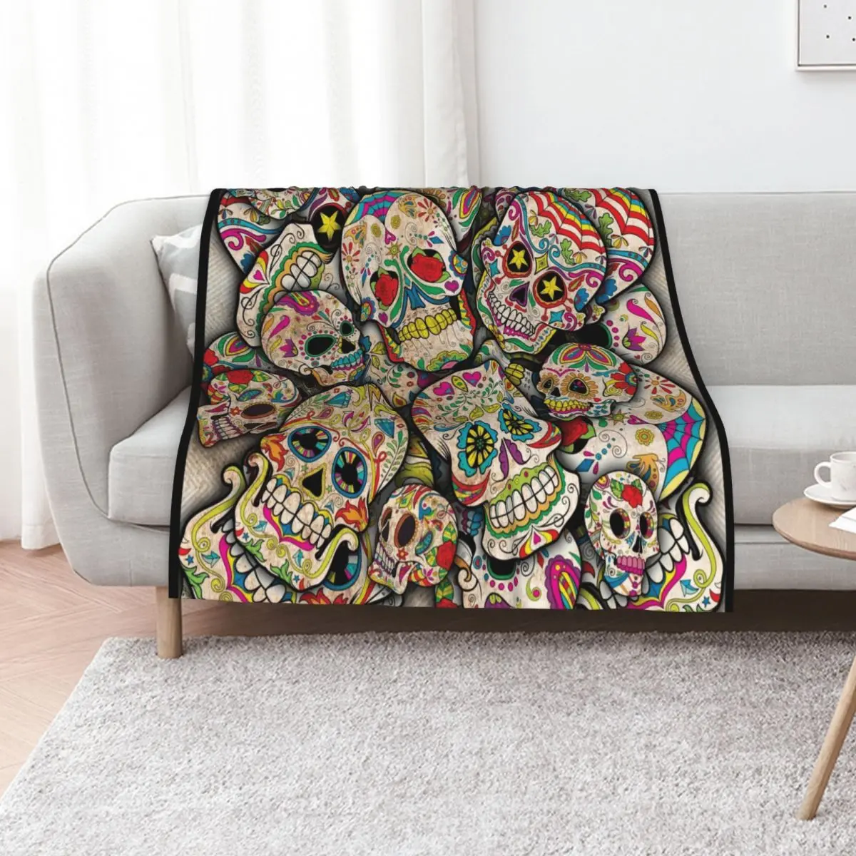 

Sugar Skull Collage Throw Blanket manga blankets ands Stuffeds Thins Blankets