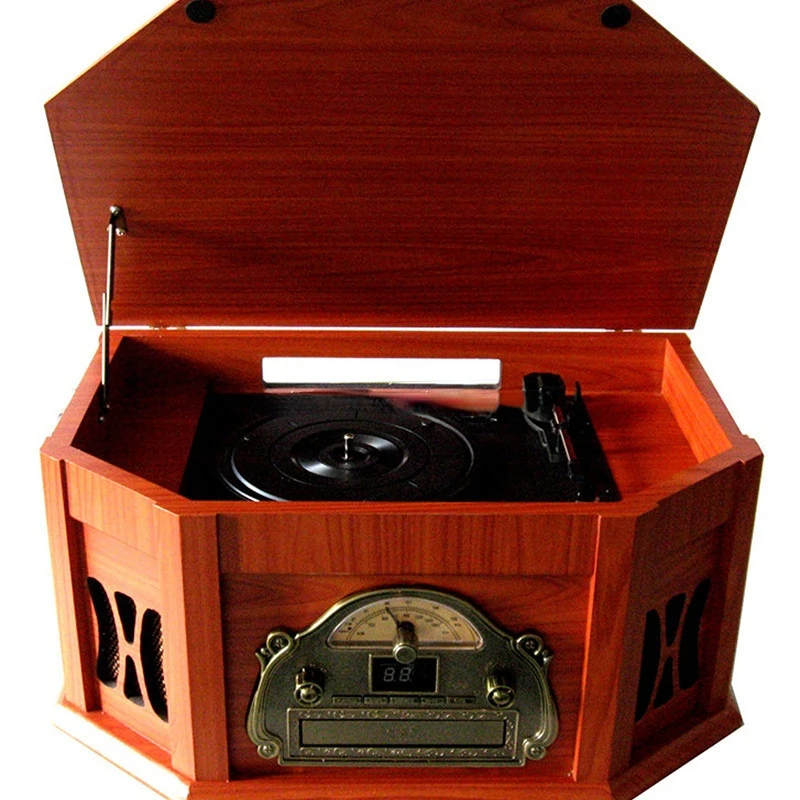 New design antique looking wooden retro turntable with radio,am fm wooden old radio