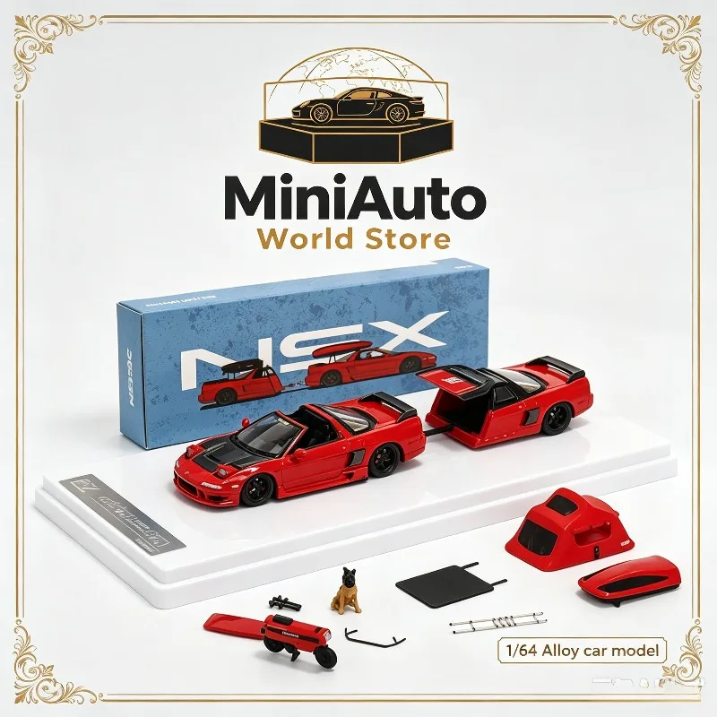 FY 1:64 Honda, Acura NSX-T TRA Camping Edition Sedan, Trailer Alloy Car Model Collection Item, Adult Decoration Item