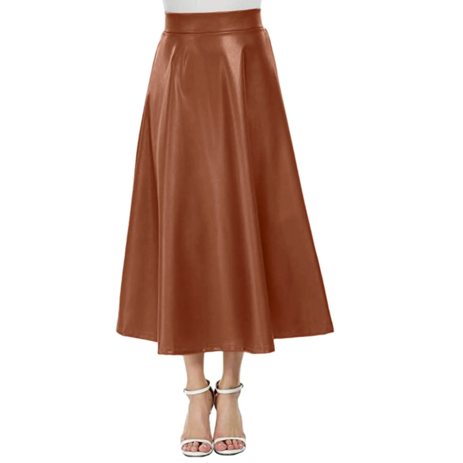 

2023 Autumn Fashion High Waist Skirt Women PU Office Lady Skirt Elegant Leather Midi Jupes Solid High Waisted Party Falda