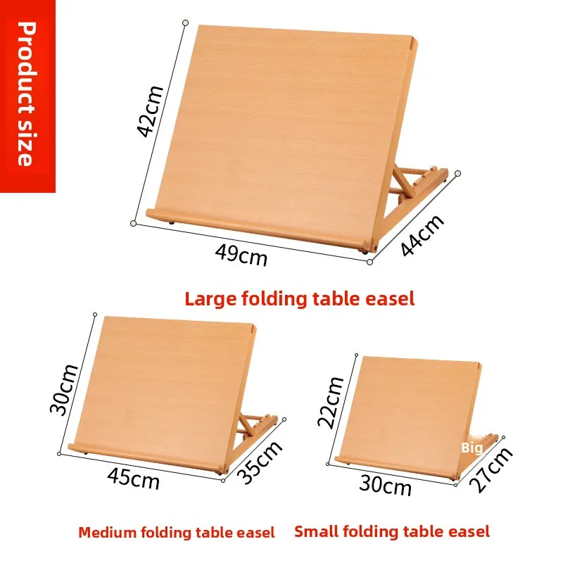 Desktop multifunctional foldable easel wooden adjustable painting table portable art student easel