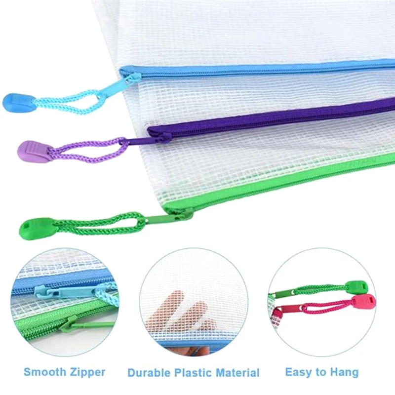 Sensitive Grid File Bag Zipper File Bag Store File Grid Bag Mesh Storage Bag Transparent File Bag Delivery Data Storage Bag