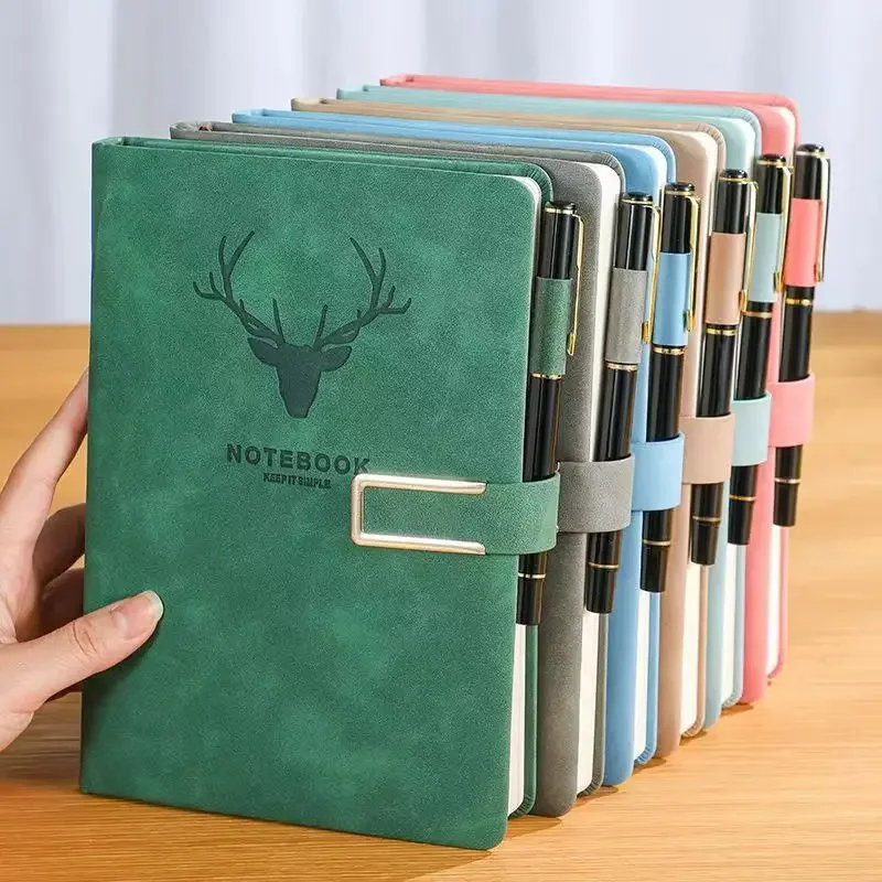 Ultra-Thick A4 Notebook - Soft Leather Business Notepad for Work Meetings Office Diary Sketchbook Cute Student Record Book
