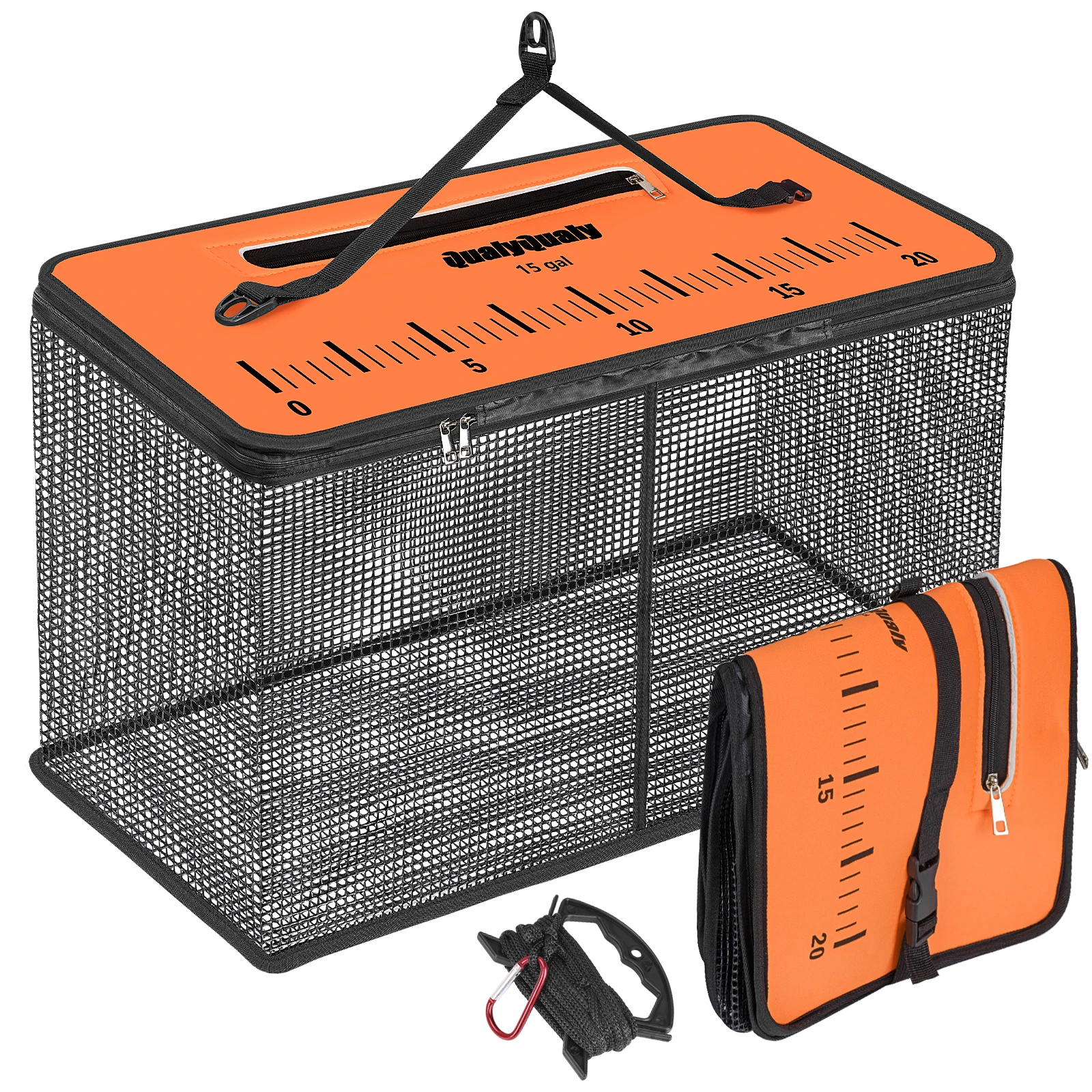 

Qualy Foldable Fishing Cage Net With Ruler Fish Carp Cage Shrimp Basket Fish Crayfish Lobsters Catcher Tank Trap Mesh Network