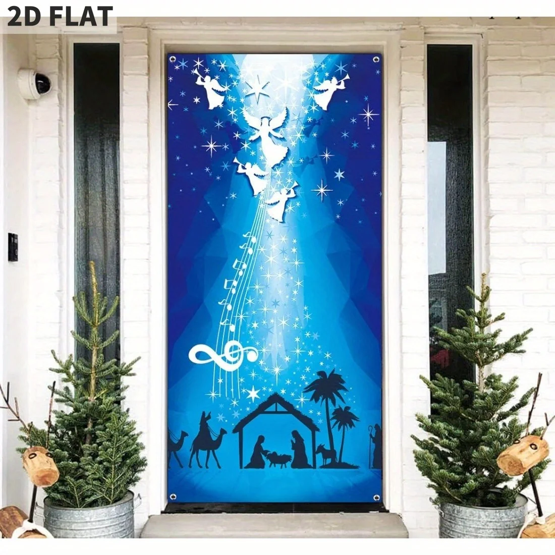 

Birth of Jesus Door Cover Christmas Night Manger Nativity Scene Door Banner Large Religious Christmas Backdrop Decoration