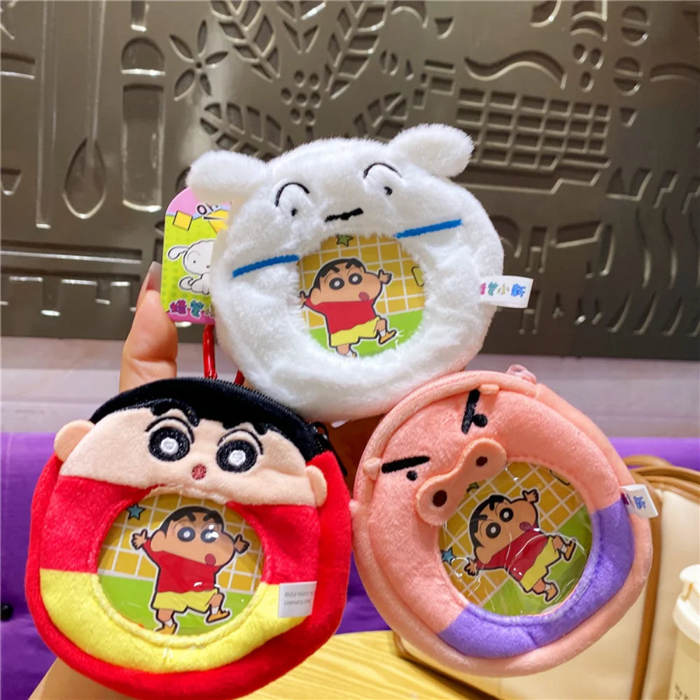 Genuino crayón Shin-Chan monedero portátil llavero Kawaii dibujos animados corazón de niña auricular lápiz labial organizador bolsa llavero regalos