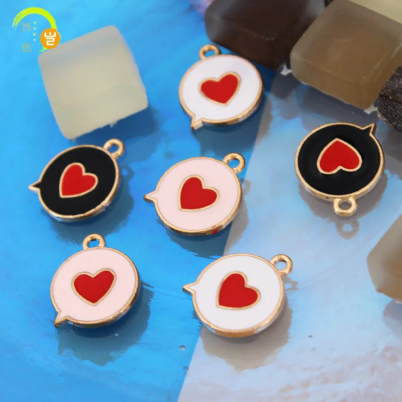 20 pcs/lot Fashion Cute Heart Round Pendant Making Accessories Charms for Women, Earrings/Necklace Handmade DIY Jewelry