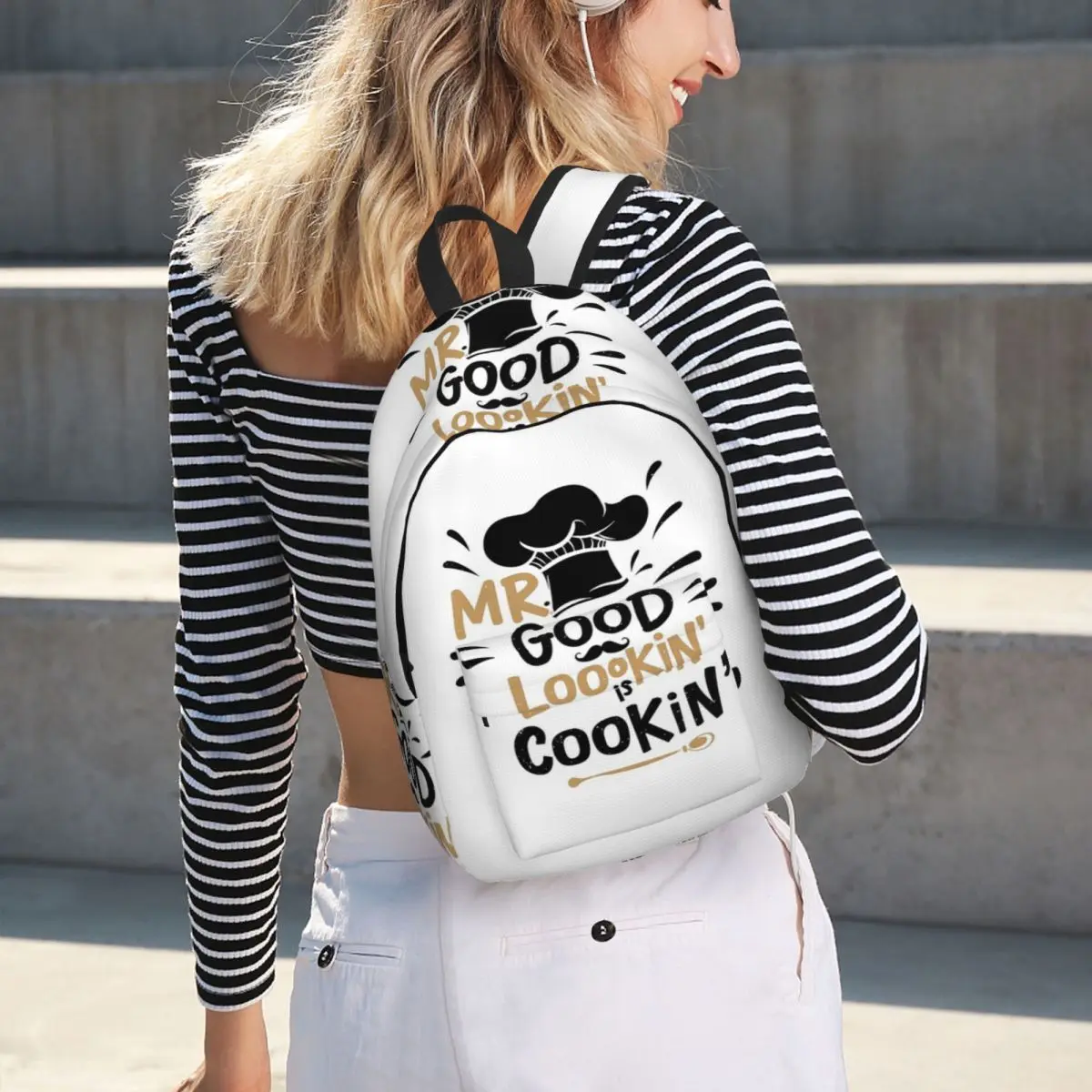 Funny Mr Good Looking Is Cooking Student Backpack School Bag Hiking Travel Daypack for Boys Girls Bookbag Shoulder Bags
