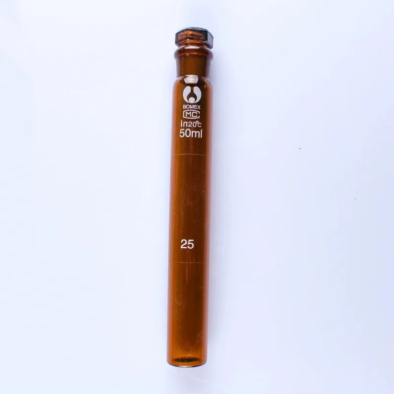 1 szt. 10ml 25ml 50ml brązowa przezroczysta kolor szkła rurka kolorymetryczna z korkiem, matowa rurka ustna do analizy laboratoryjnej — zdjęcie produktu 2