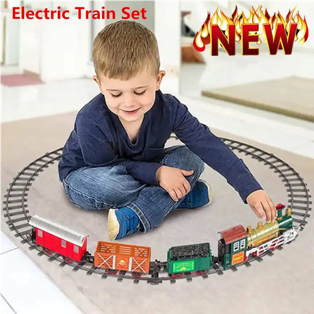 Modelo de riel sin control remoto para niños, juego de Tren Eléctrico simulado de Navidad, decoración interior, juguete educativo