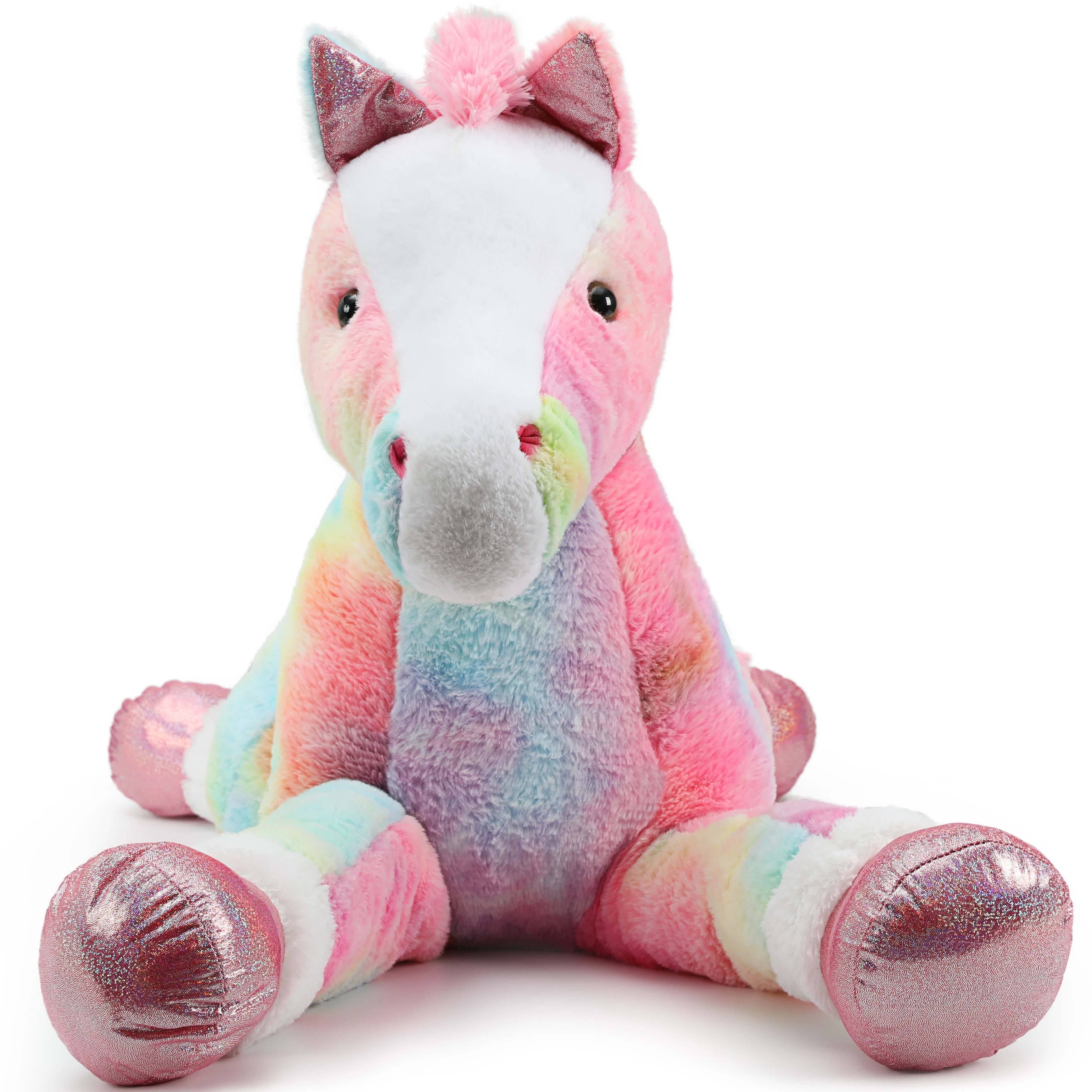 

Tezituor 47 Inch Large Horse Stuffed Animal Toy, 4ft Tie-Dye Pink Horse Pony Plush Toy, Hugging Soft Horse Plush Pillow for Kids