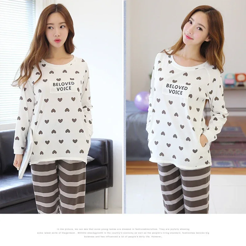 Comfortable Women's Pajama Sets - Cartoon Cotton Sleepwear with Large Size and Casual Style for Home Service or Daily Wear