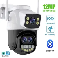 6K 12MP IP Camera Security WiFi Camera  Three Lens Dual Screen PTZ CCTV Video Surveillance Camaras De Vigilancia Con Wifi