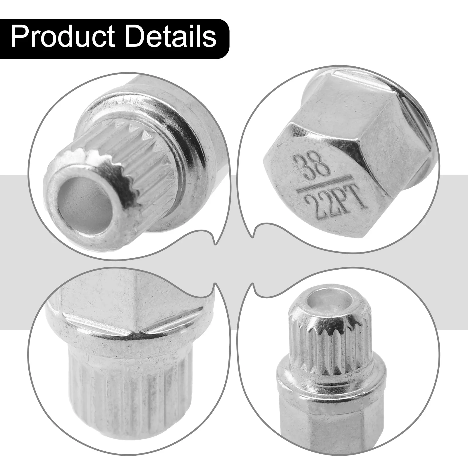 

Wheel Lock Lug Nut Steel 1pc 20x28mm 38/22PT Anti-theft Tire Screw New Silver Tone Wheel Lock Lug Car Accessories Car Anti Theft