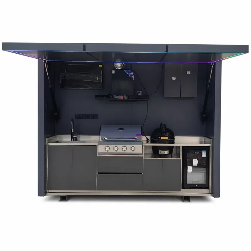 Lightweight Portable Foldable Steel Camp Kitchen Outdoor Modular Prefabricated Kiosk Anti-corrosion Fireproof Structure for