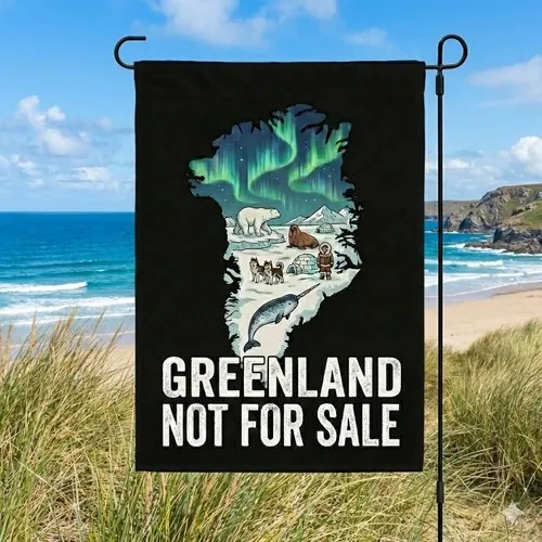 Greenland Not For Sale Flag Hands Off Protest Banner Arctic Sovereignty ZZY